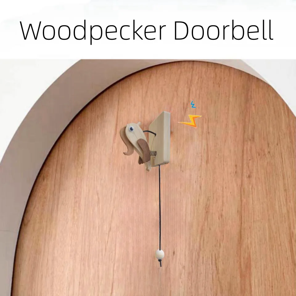 

1pc Bird Shape Door Knocker, Woodpecker Doorbell,Wood Entry Doorbell Gate Bell Chime,Wooden DIY Kids Toys for Entrance,Store