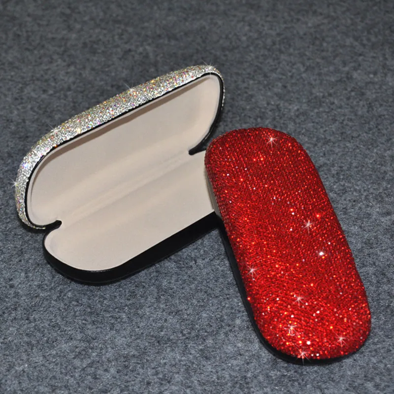 

Модный чехол для очков с бриллиантами, оптический органайзер для хранения ручной работы для чтения, солнцезащитные очки для близорукости, женская складная коробка для очков