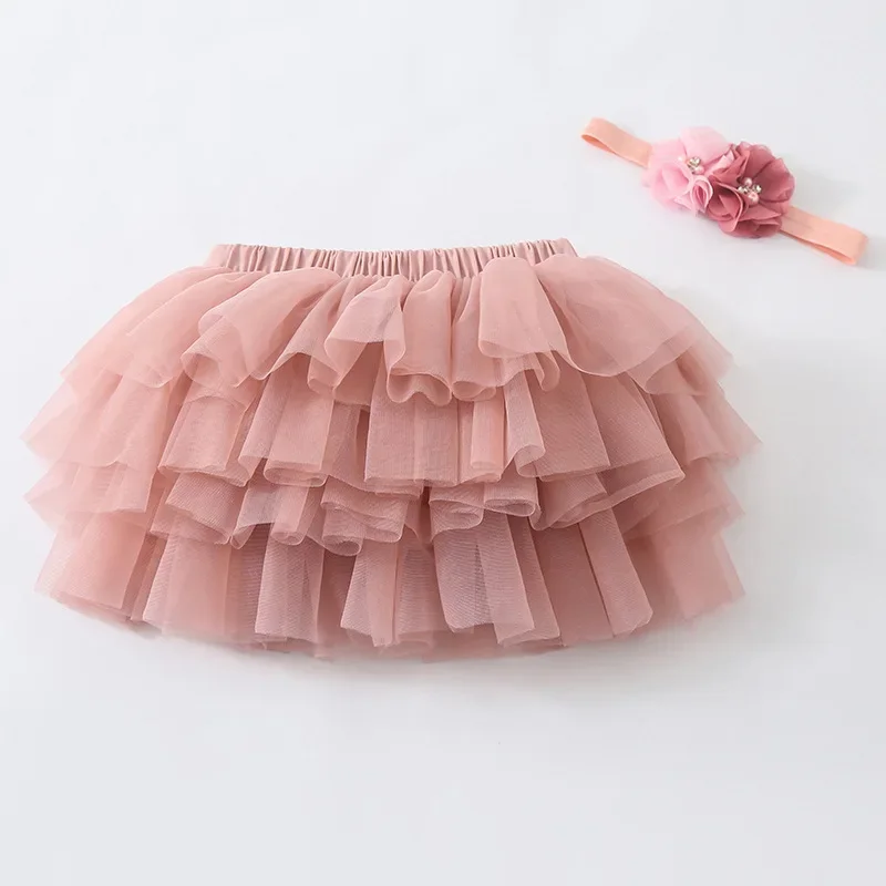 Baby Girls Tulle Tutu Bloomers Infant Newborn Diapers Cover 2pcs Short Skirts+Headband Set Girls Skirts Rainbow Baby Skirt