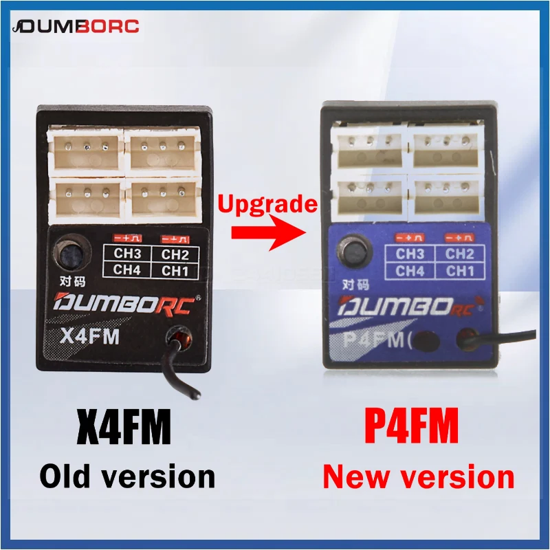 

DUMBORC 4CH Gyro Mini Receiver P4FM P4FMG PWM for DDF X6 X6PM X5P X4 RC Transmitter Remote Controller DIY Car Boat X4FM X4FMG