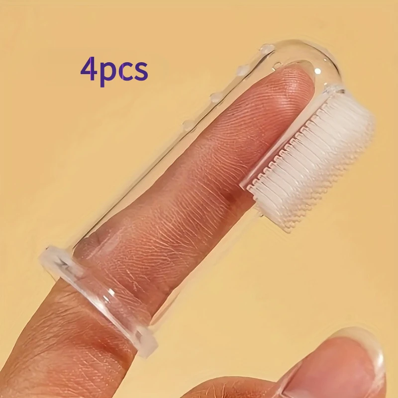 4 Pet Finger Toothbrushes, Effective Teeth Cleaning- Perfect for Dogs and Cats