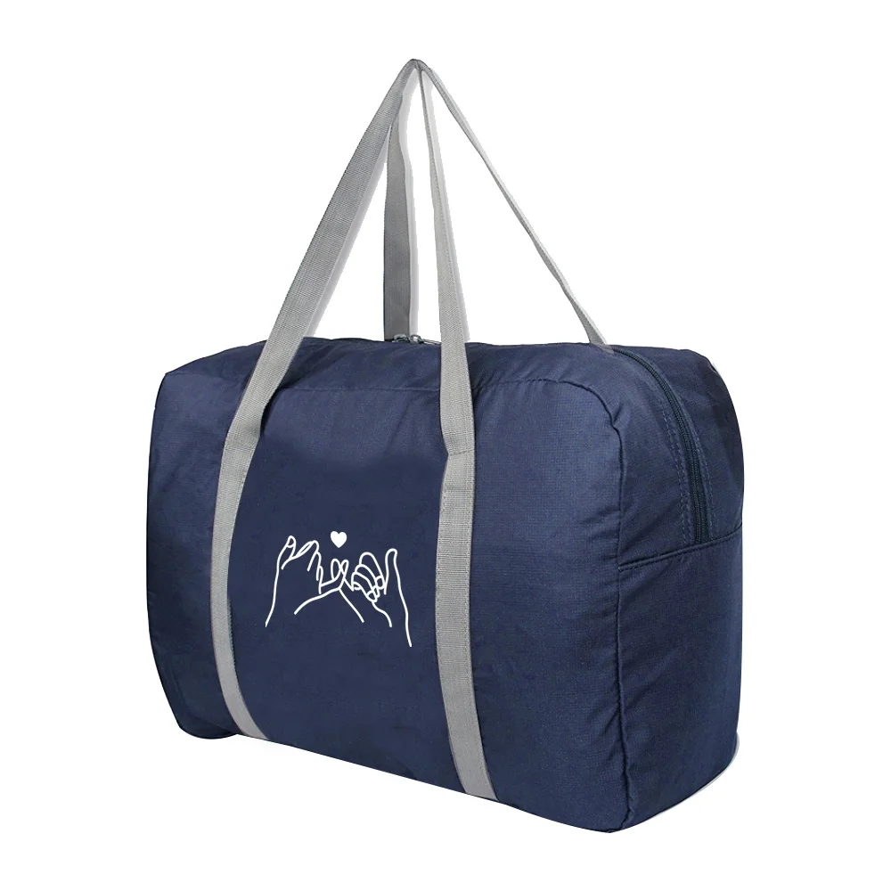 Novos sacos de viagem dobráveis unissex organizadores de roupas grande capacidade duffle saco branco imagem impressa bolsas femininas saco de viagem dos homens