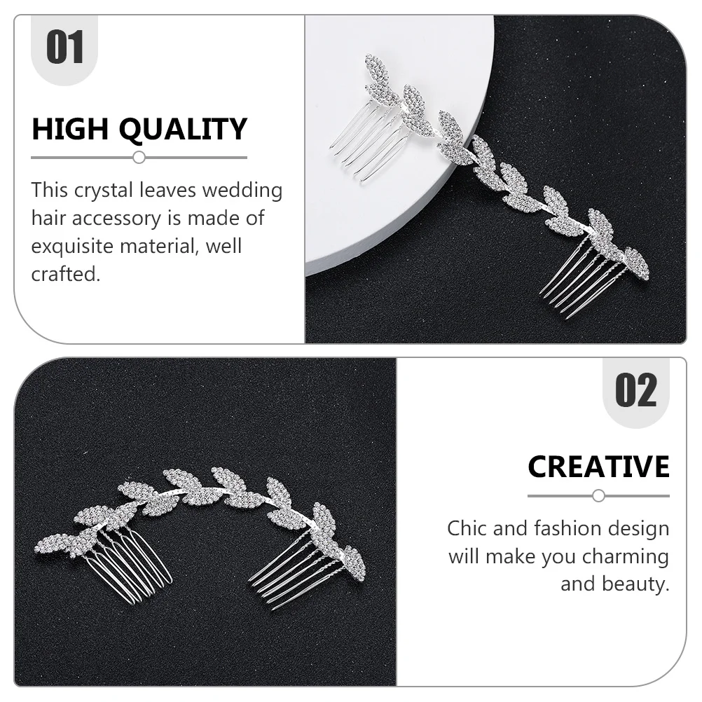

Exquisite Crafted Crystal Leaves Hair Comb Bridal Headdress Wedding Accessory Romantic Design Photography Dances