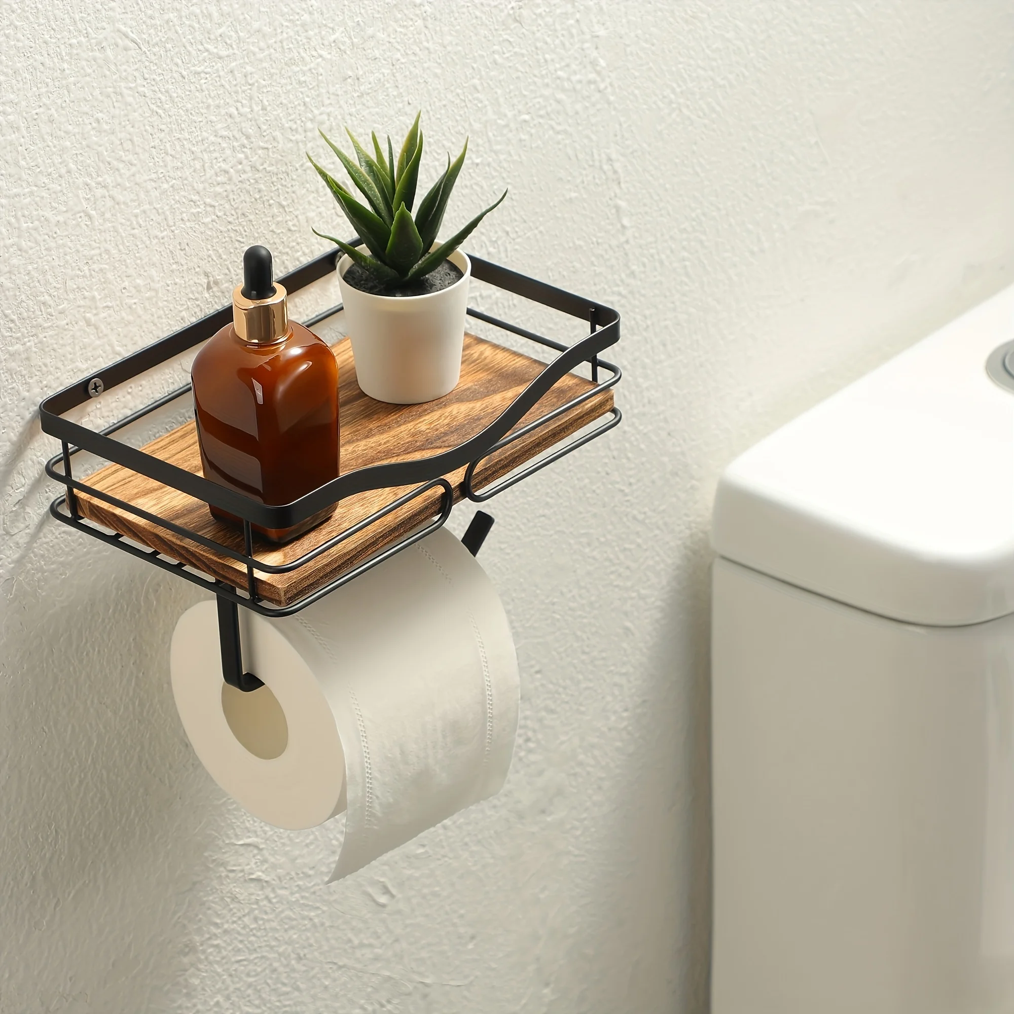 

Настенный держатель для туалетной бумаги в наличии для ванной и отеля, многофункциональная плавающая полка для домашнего туалета, хранение рулонов бумаги