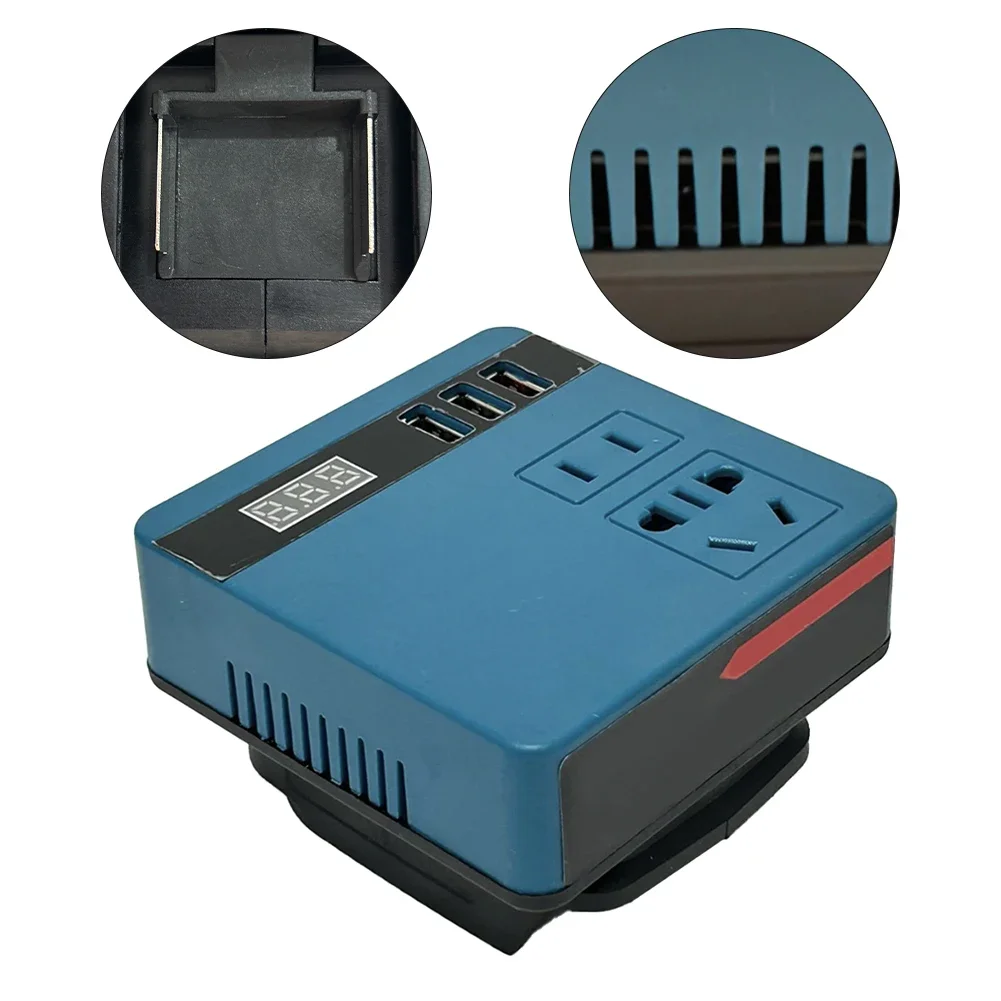 Lithium Battery Inverter, Electric Tool Battery Inverter AC220V/ DC5V/12V Outdoor Operation Inverter  Voltage Display Function