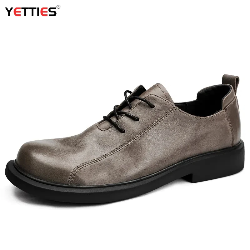 

Retro Mens Dress Shoes Luxury Genuine Leather Handmade Quality Comfortable Fashion Black Wedding Social Business Shoes Man 2025
