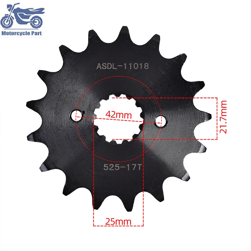 525-17T 525 17 Tooth 17T Drive Front Sprocket Gear For SUZUKI GSR750 GSR750Z GSX-R750 DL1000 GSX-R1000 GSX-S750 GSX-S1000 2018