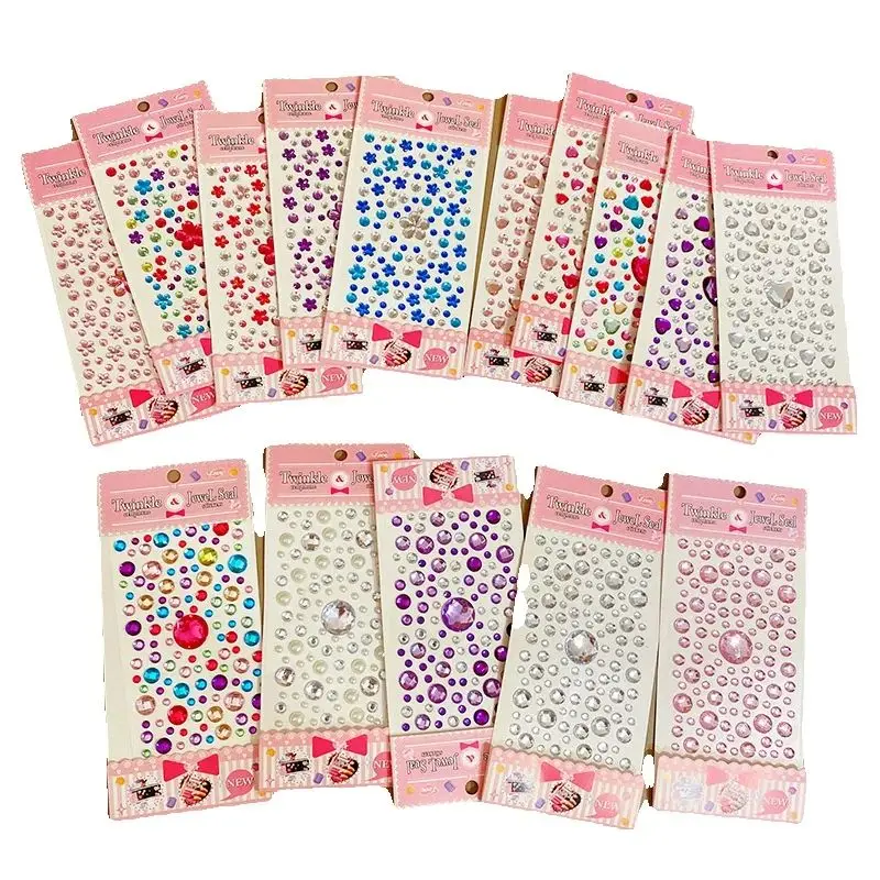 Kawaii Diamond Crystal Acrylic Stickers Student Stationery DIY Decorative Stickers for Scrapbook
