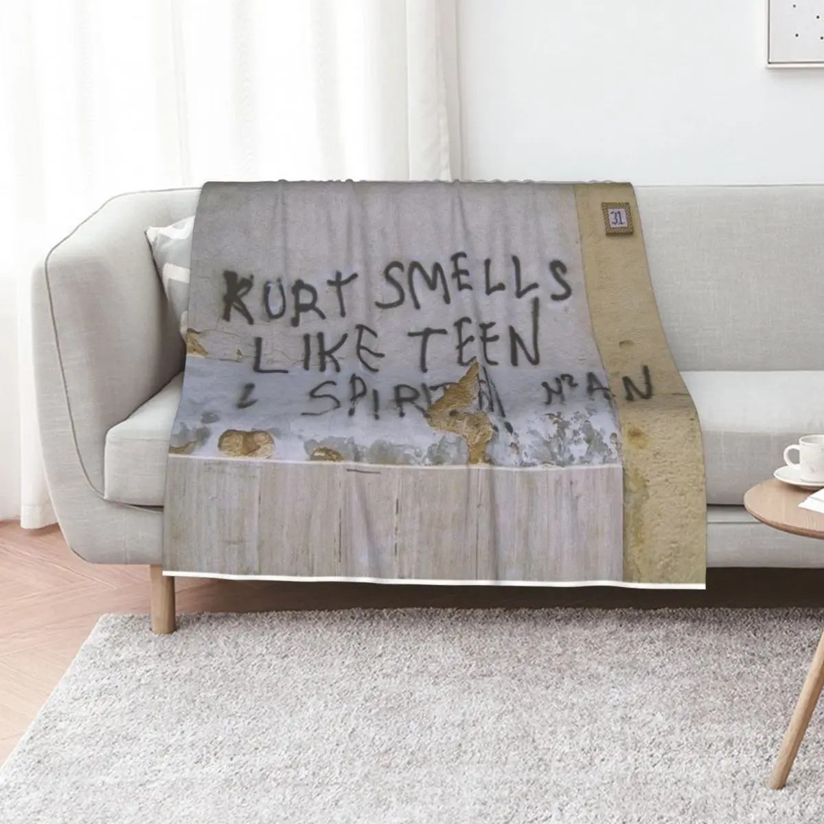 

Kurt Smells Like Teen Spirit Throw Blanket Vintage Plaid on the sofa Plaid Summer Blankets