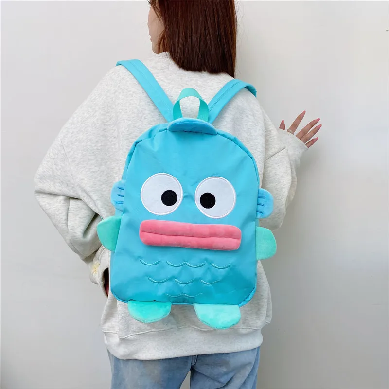 Sanrio Ugly Fish Hangyodon Students Cartoon Printing Cute Funny Backpack Waterproof Wear-resisting Large Capacity Kids Xmas Gift