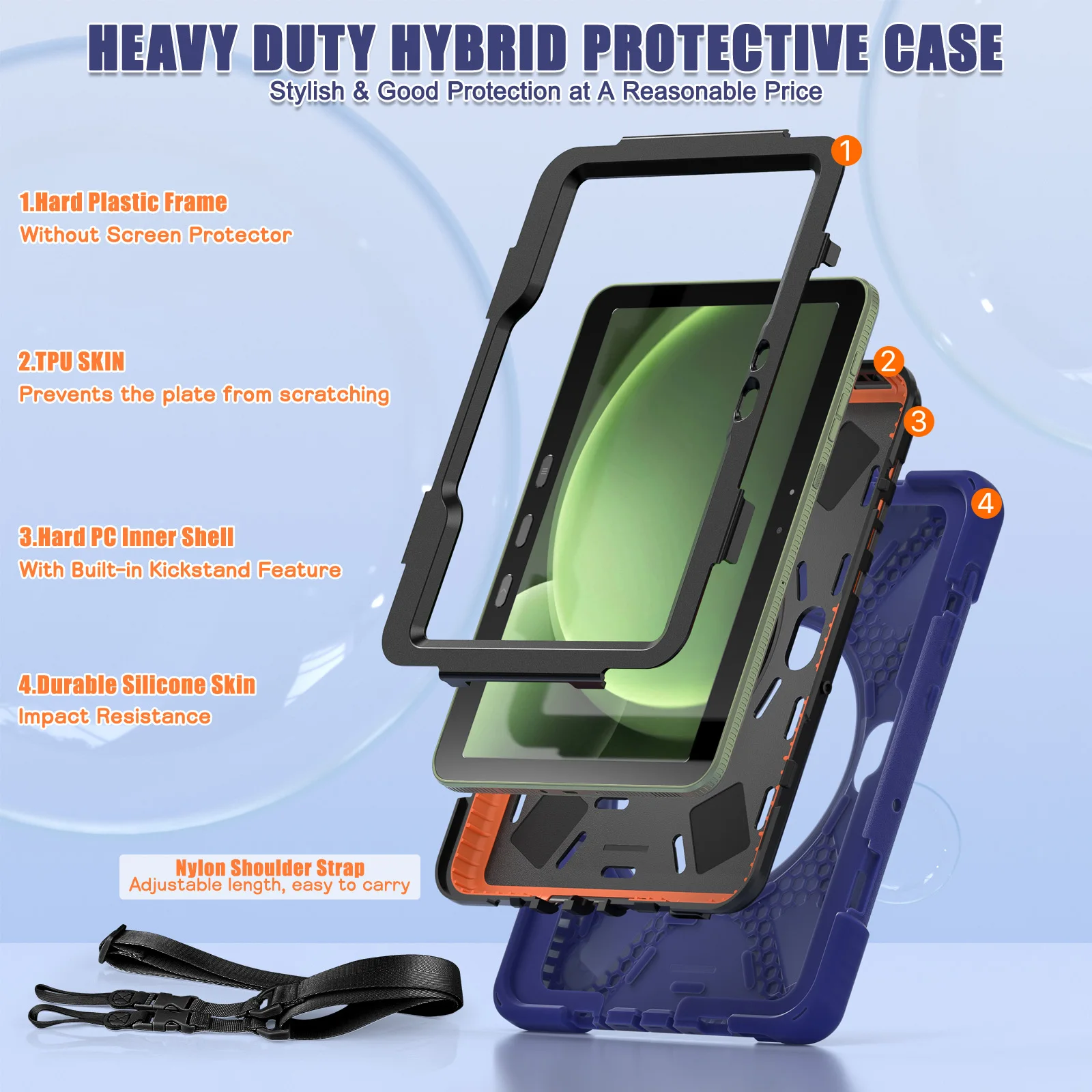 Case Universal For Samsung Galaxy Tab Active5 2024 Active3 2020 8.0 inch SM-X300 X306B T570 T575 360 Rotating Rugged Stand Cover