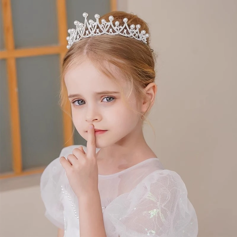 New Women Girls Silver Color Crown Headwear Korean Crystal Tiara Fashion Birthday Dress Rhinestone Crown Hair Accessories