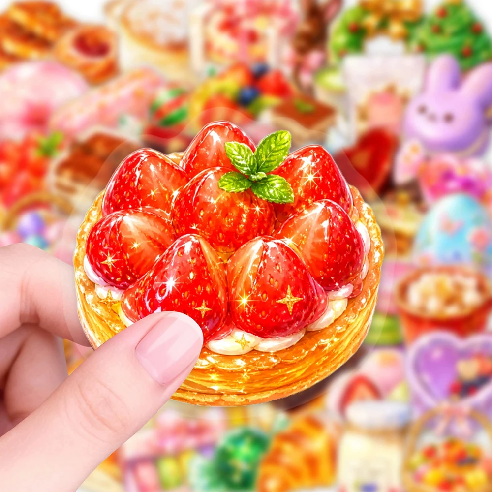 10/30/50pcs Transparent Shiny Dessert Cake Honey Stickers Fruit Bread Food Cartoon Decals Toys DIY Suitcase Scrapbook Phone