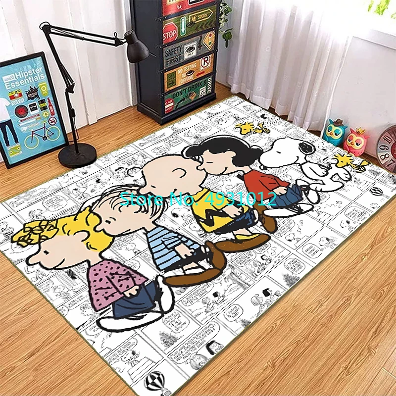 Snoopy Living Room Cartoon Carpet Childrens Bedroom Anime Rug Carpet Living Bedside Soft Children Kids Anti Slip Floor Mat