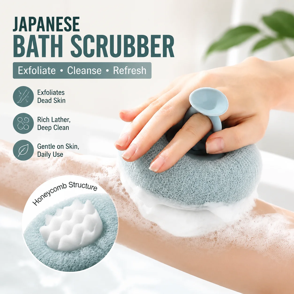 Japanese Bath Scrubber for Body Exfoliating Washcloth Loofah Shower Sponge