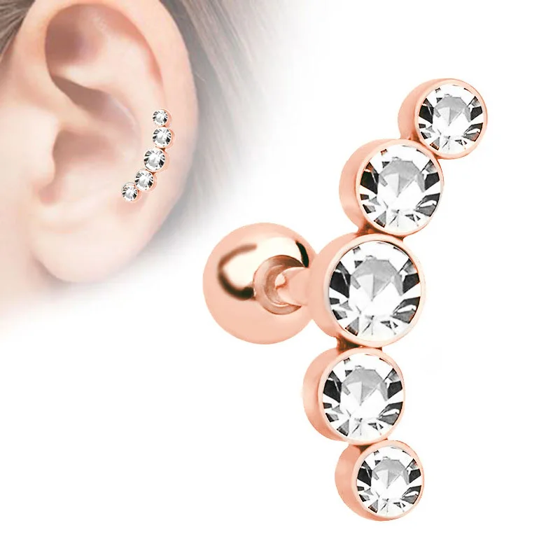 1PCS Crystal Cartilage Piercing Helix Earring Stud Barbell Stainless Steel Tragus Stud Earrings Cluster Daith Jewelry For Women