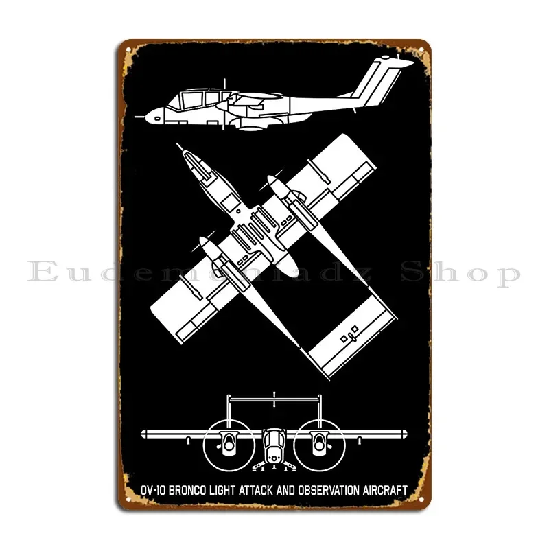 Ov 10 Bronco American Plane Cutout Silhouette Metal Signs Customized Decoration Rusty Wall Mural Classic Tin Sign Poster