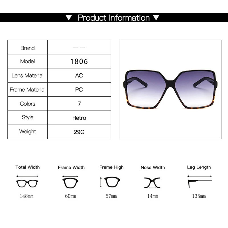 New Ins Fashion Women Oversize Rectangle Sunglasses Gradient Plastic Brand Designer Female Man Sun Glasses Uv400 Square Sunglass