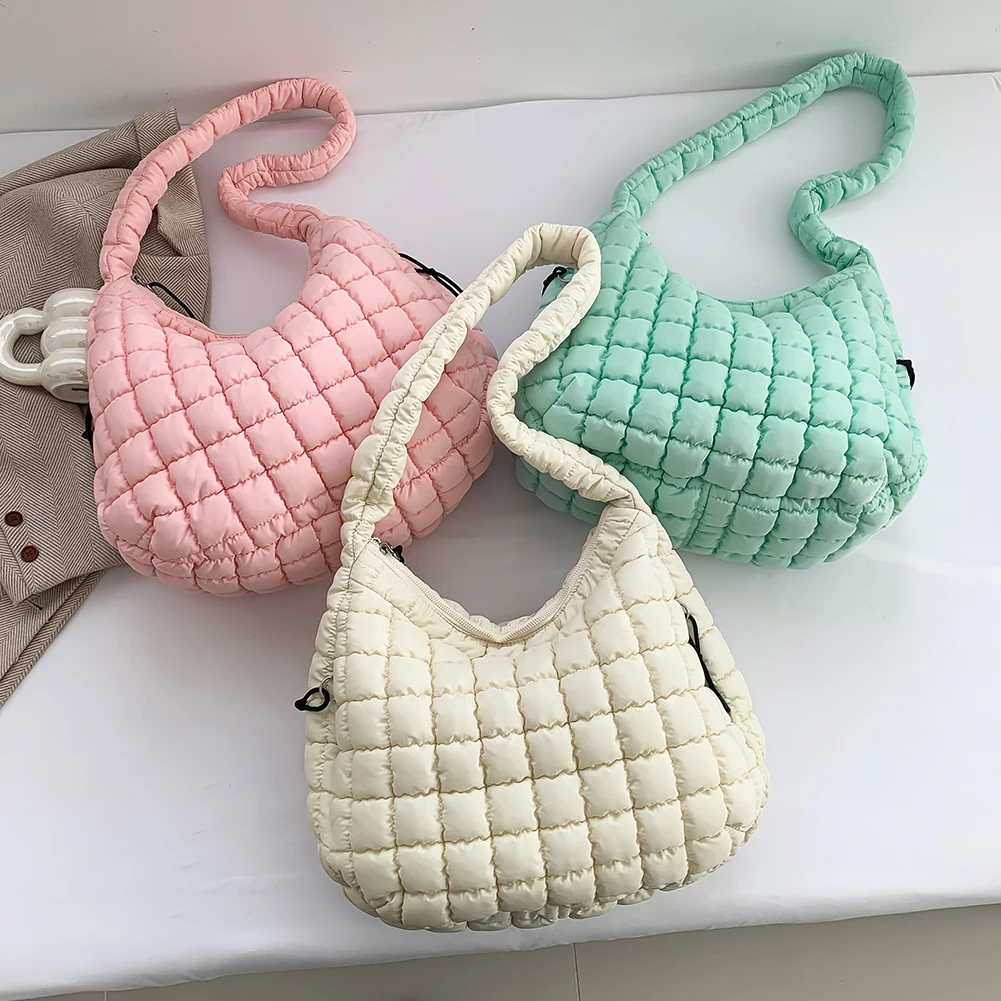 

Женская сумка-хобо Cloud, большая вместительная стеганая стильная дорожная сумка, однотонная сумка через плечо с пузырьками, сумки на плечо