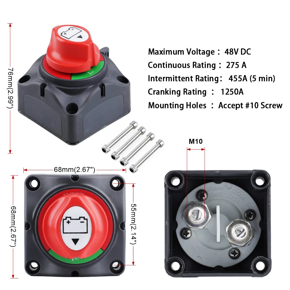 12V 300A Sleutel Batterij Selector Isolator Disconnect Draaischakelaar Circuit Cutter Voor Camper Auto Auto Rv Marine Boot