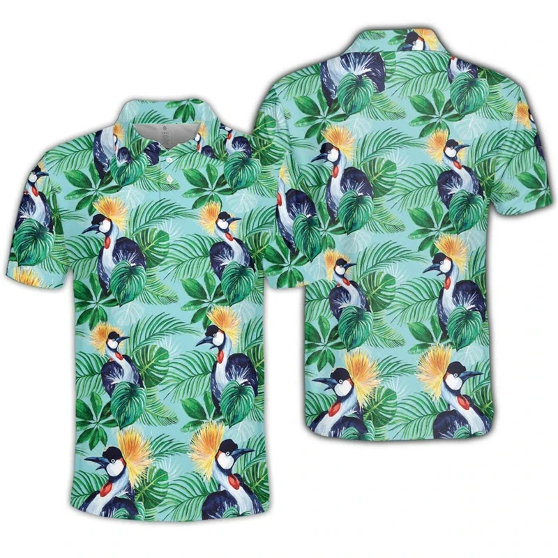 Polo hawaïen Toucan imprimé en 3D pour hommes et femmes, vêtements à la mode, animal, oiseau, perroquet, chemise de vacances, manches courtes, garçon, Y