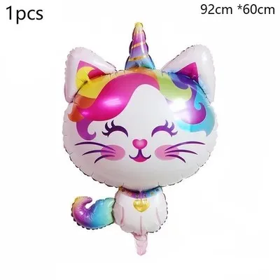 6pcs Rainbow Unicorn Cat Foil balloon 32 pollici Gradient color Number ballon Birthday Wedding Party Decoration supplies Baby Shower