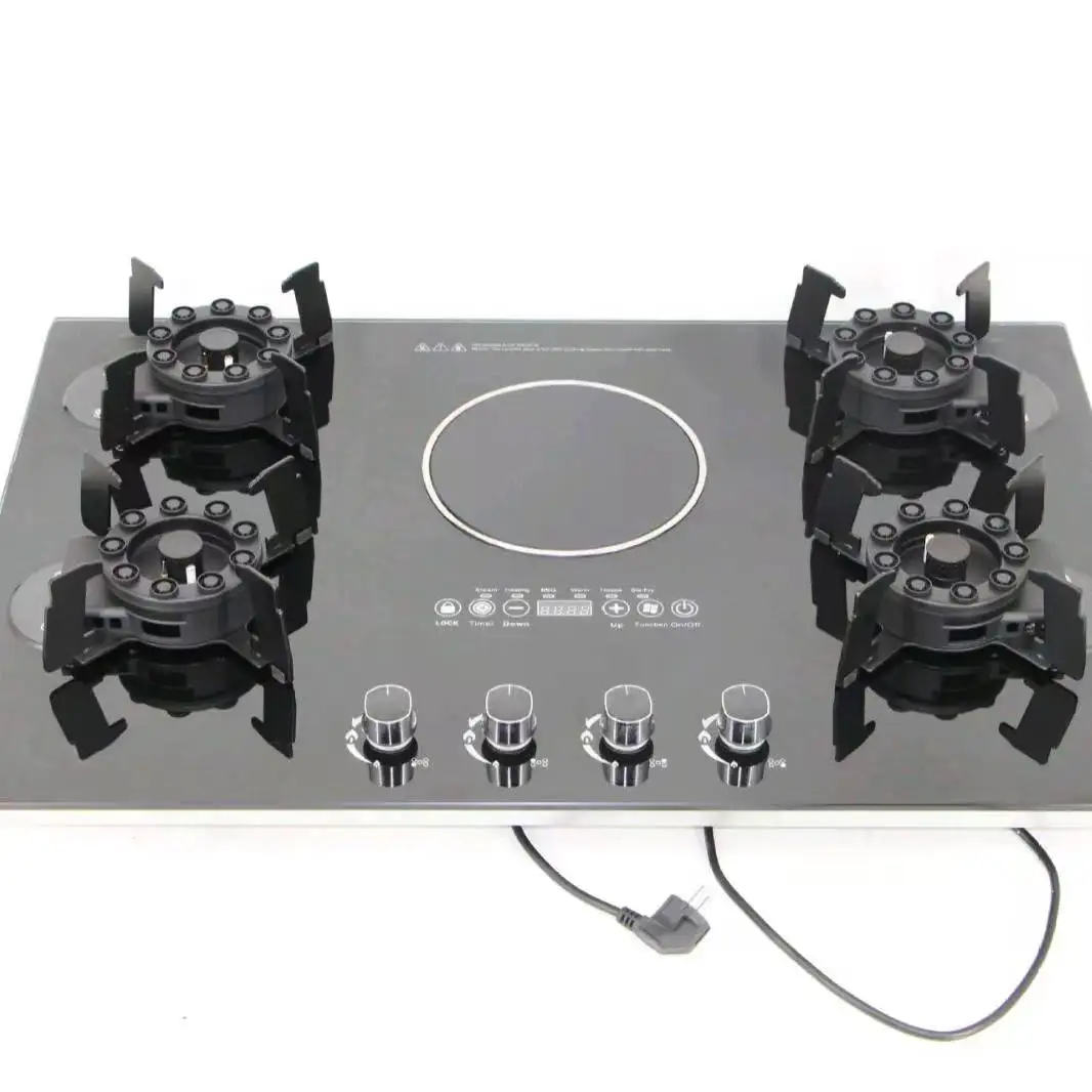 Household Kitchen Glass Multifunctional Flip Burner Built-in Gas/Electric Stove for Hotel Cars and Homes