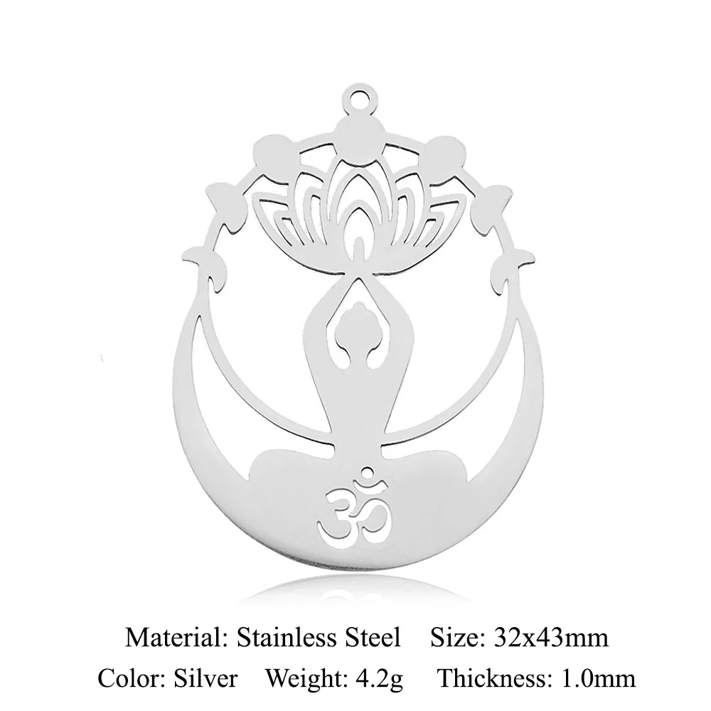10pcs/lot Stainless Steel Om Yoga Buddha DIY Charm Pendant Wholesale Life Tree Jewelry Findings Earring Making Top Quality