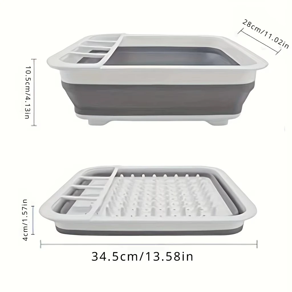 Collapsible Dish Drying Rack with Utensil Holder, RV, Camping - 1pc Plastic Dish Rack Ideal for Travel Trailers & Motorhomes
