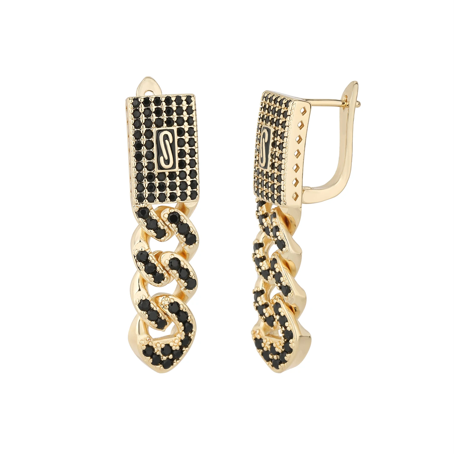 

14K Gold Plated Cuban Link Earrings for Women Elegant Party Jewelry Lasting Shine Anniversary Support Wholesale