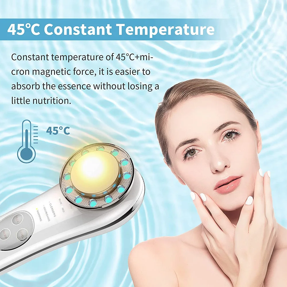 Portable Galvanic Facial Machine 7 In 1 High Frequency Face Massager Microcurrent Skin Firming Machine Skin Improve Roller Tools