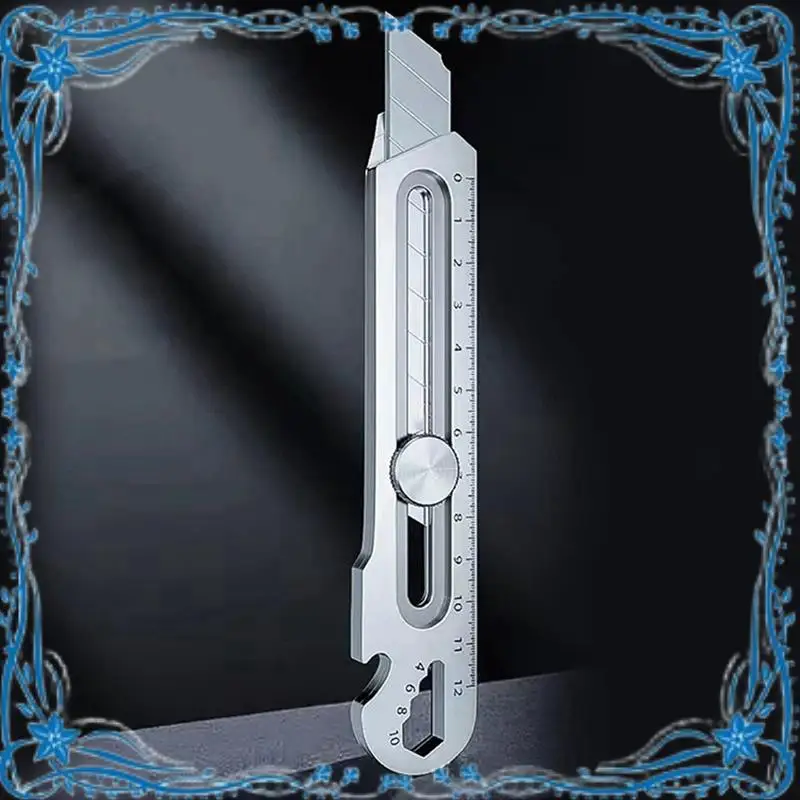 6 In 1 Multifunction Stainless Steel Utility Knife Tail Break Design/Ruler/Bottle Opener Retractable Box Cutter