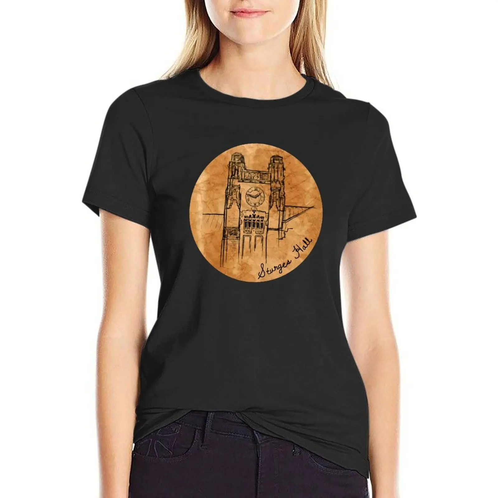 

Sturges Hall Emblem SUNY Geneseo T-Shirt oversized cute tops cute clothes hippie clothes workout shirts for Women