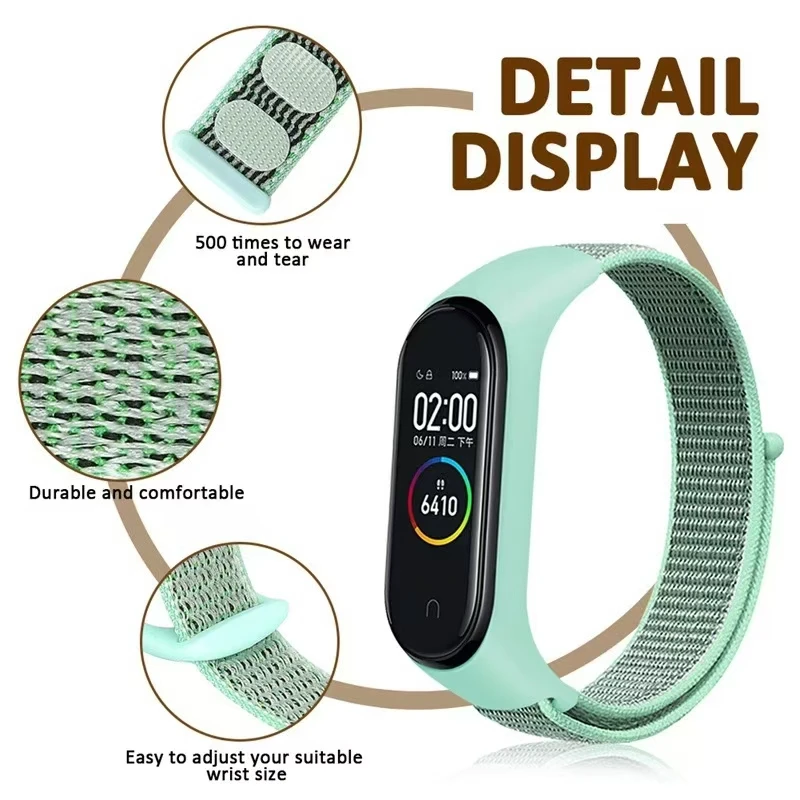 Nylon Loop Strap For Xiaomi Mi Band 7/6/5/4/3 Bracelet Wristband Correa Sports Miband 8 7 6 5 Watchband For Mi Band 6 5 4 Belt