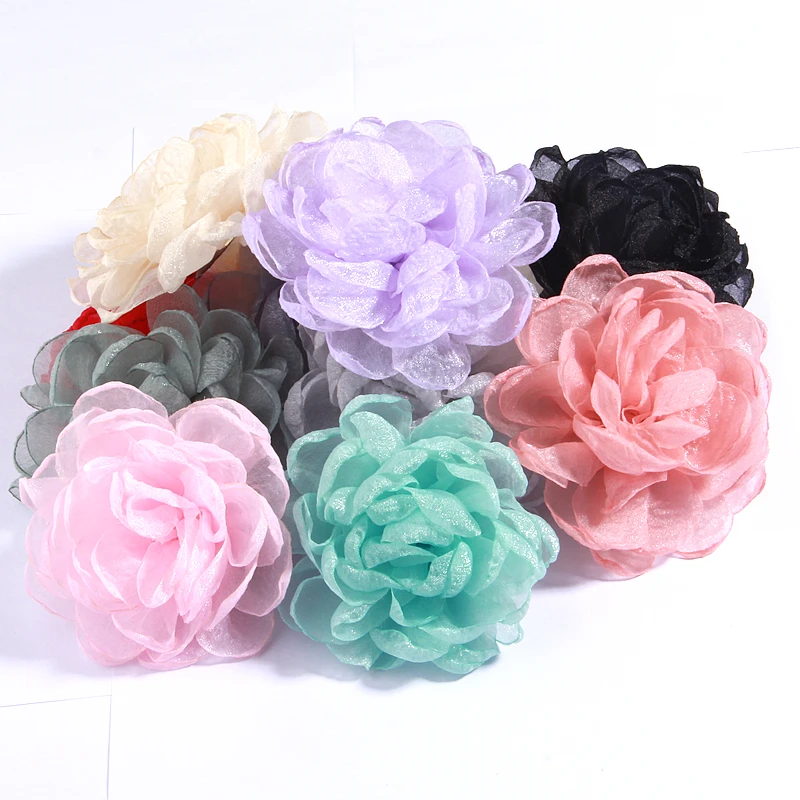 

20Pcs 9.5CM Handmade Large Chiffon Fabric Flowers For Hair Accessories Burn Edge Flower For Baby Girls Headbands