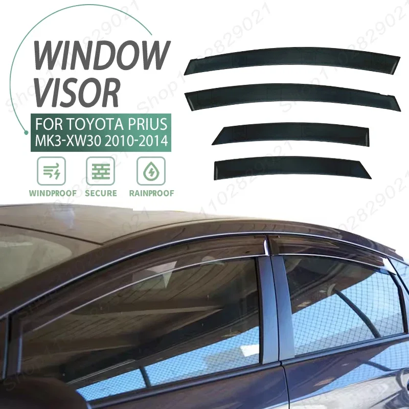 4Pcs Window Visor For Toyota Prius MK3-XW30 2010-2014 Weathershield Sun Rain Deflector Guard Car Window Deflector 2011 2012 2013