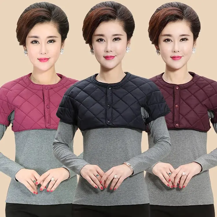 

Ultra-ort down Cotton Vest for Middle-Aged And ly Women Winter Warm oulder Ne Protection Spwear Materni Mommy