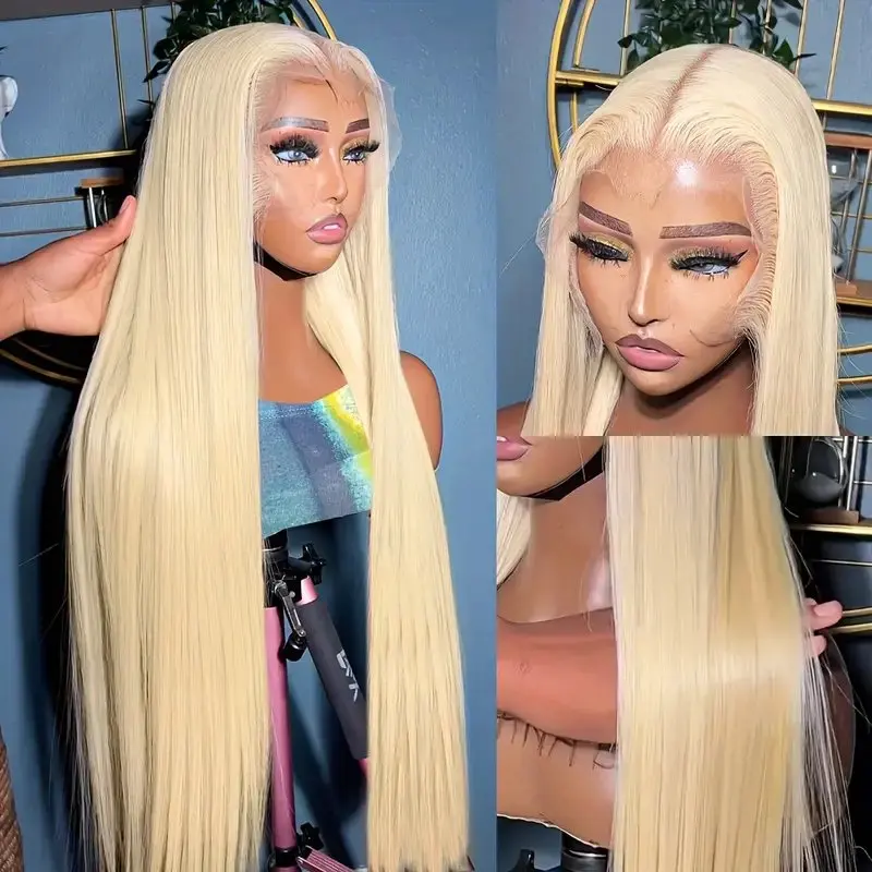 Rosabeauty Lace Front Human Hair Wigs 613 HD Straight Hair Glueless 13X4 Frontal Wig Preplucked 200% 250% 40Inches 13x6 Blonde