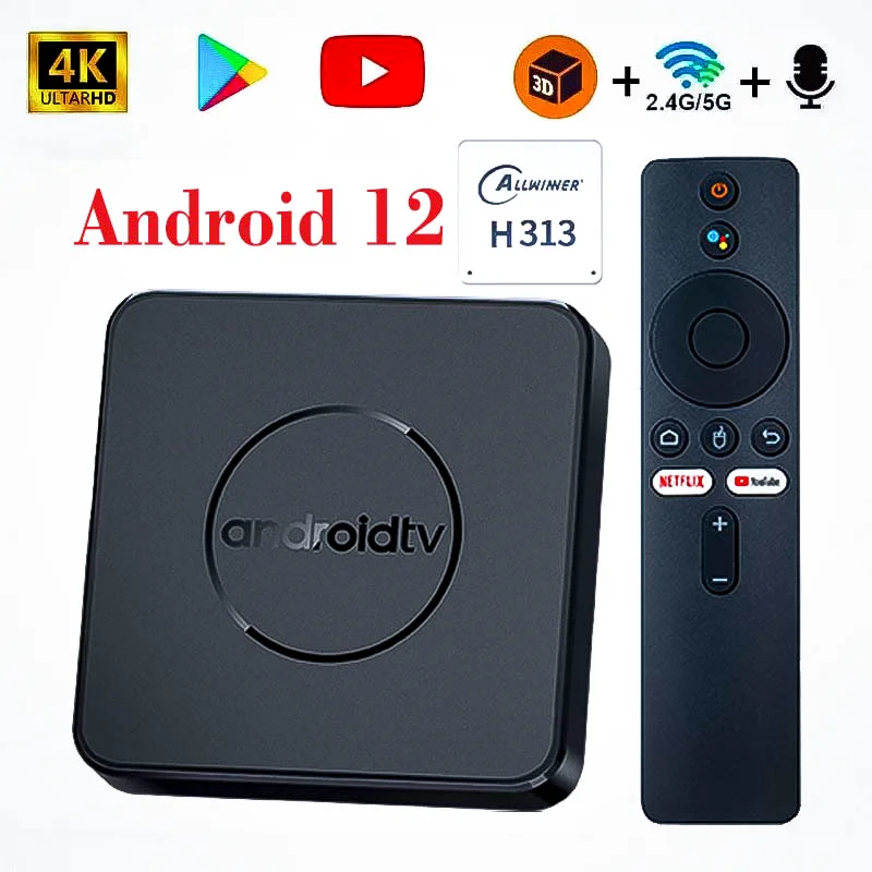 Smart TV Box Android 12.0 H313 4K HD 2G 16G Video Media Player Home Theater IPTV 2.4&5G Dual-WIFI Set-top Android TV Box