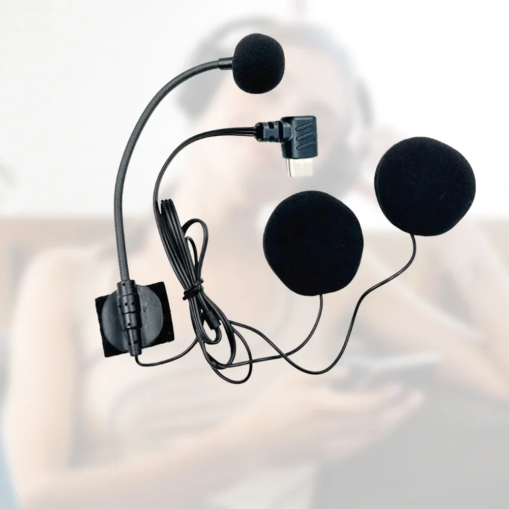 Motorcycle Helmet Interphone Earphone For Type C Mic Speakers With Sponge Cover Motorcycle Half Covered Helmets Microphone