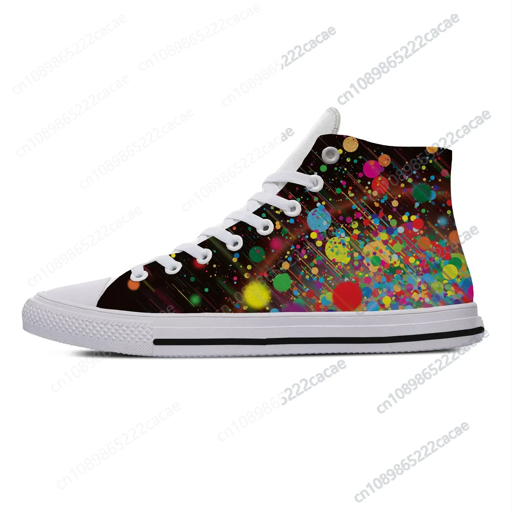 

Summer Colors Bubble Multicolor Abstract Retro Spot Fashion High Top Canvas Shoes Men Women Casual Sneakers High Top Board Shoes