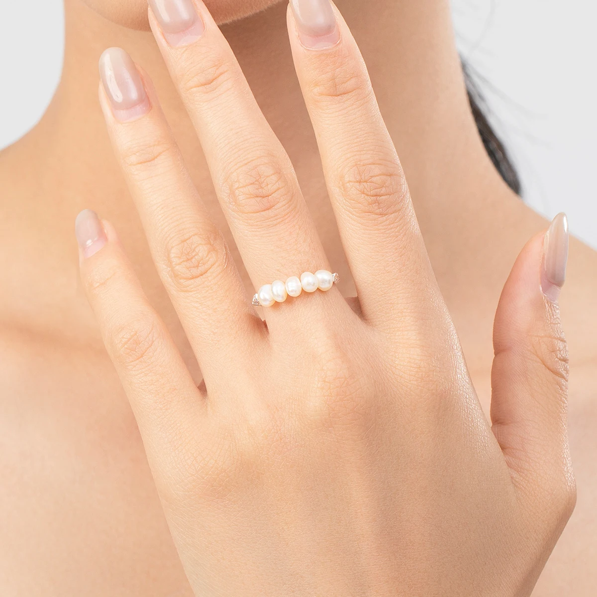 MODIAN 925 Sterling Silver Natural Baroque Pearl Adjustable Ring Elegant Block Stackable Finger Rings For Women Wedding Jewelry
