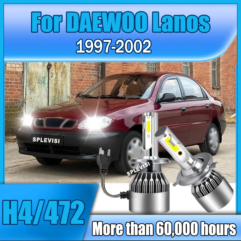 

2Pcs Easy-Replacement Car Headlight H4 Led Bulbs 6000K White Lamp Fit For DAEWOO Lanos 1997 1998 1999 2000 2001 2002