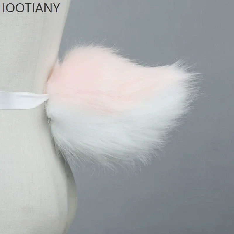 IOOTIANY Anime mignon fourrure queue de lapin Lolita Jk fille bande dessinée exposition bête queue fête habiller Cosplay queue accessoires accessoires