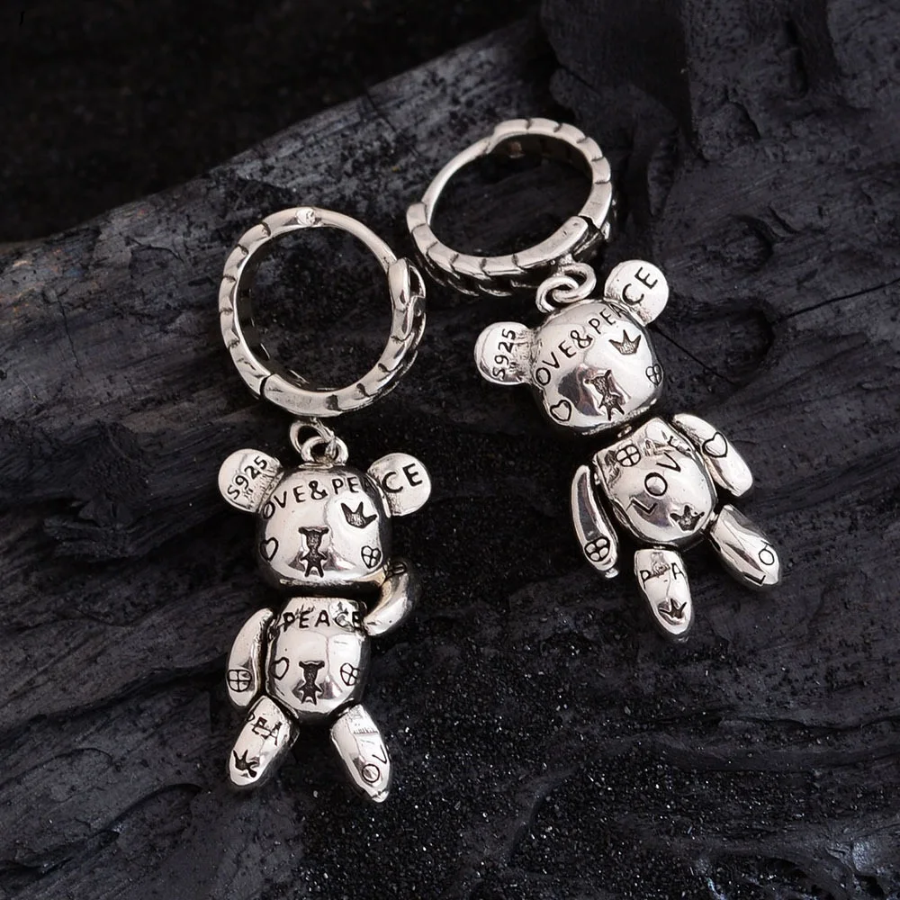 New Arrival Lovely Bear Animal 925 Silver Needle Ladies Tassels Stud Earrings Promotion Jewelry For Women Anti Allergy Gifts