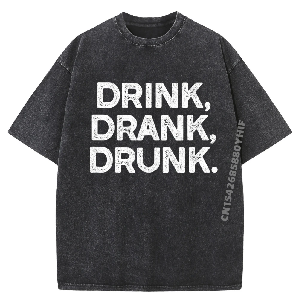 

Drink Drank Drunk Graphic T Shirts Printed Short Sleeve Tee Mens Designer Comfortable Washed T Shirt Leisure