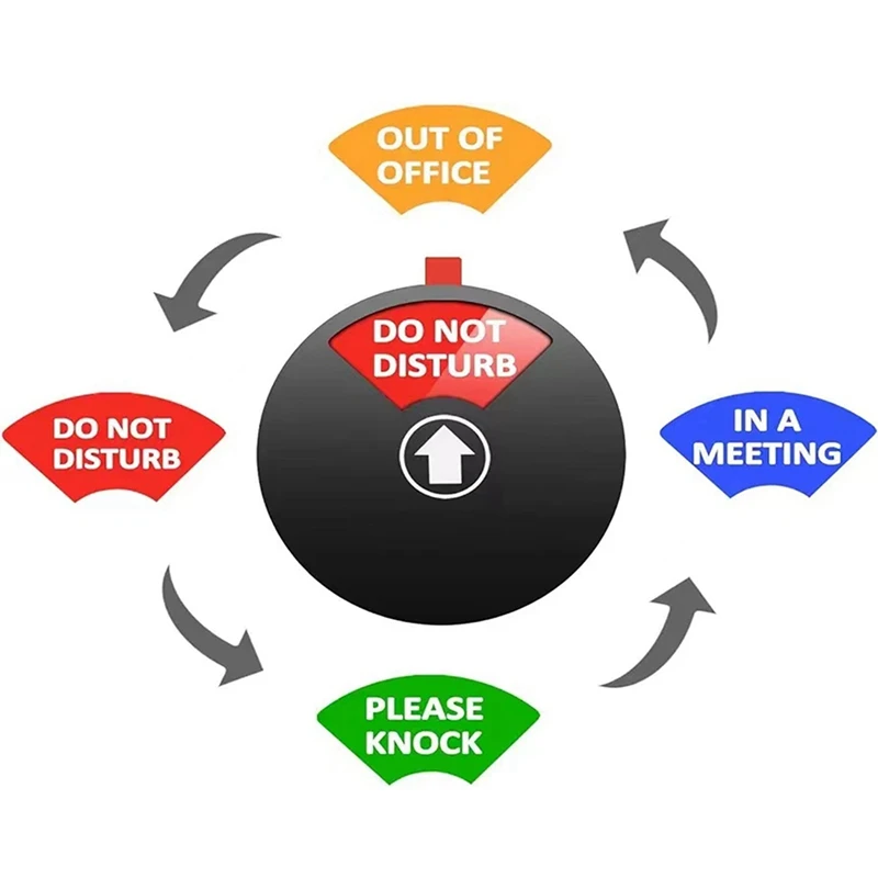 사무실 사생활 보호를 위한 블랙 아크릴 간판 4 개 세트, 방해 방지 기능, 사무실 외출, 회의시 노크하세요, 5 인치