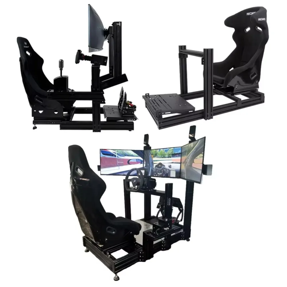 لعبة القيادة Sim Racing Eulator Rig Kit عجلة وملحقات الدواسة قفازات حامل تلفزيون Sim Racing Cockpit مقاعد من الألومنيوم