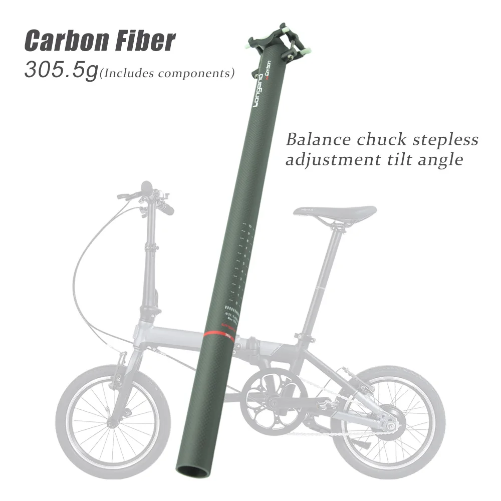 LONGAND Carbon Fiber Folding Bike Seatpost 33.9x580mm Matte/Gloss Ultralight Bicycle Saddle Post Tube for 33.9mm Seat Tube Tube
