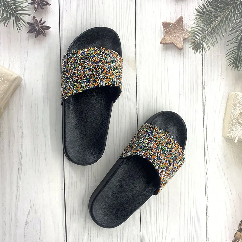 Slippers met pailletten Luxe strass decoratie sandalen Casual pantoffels dames